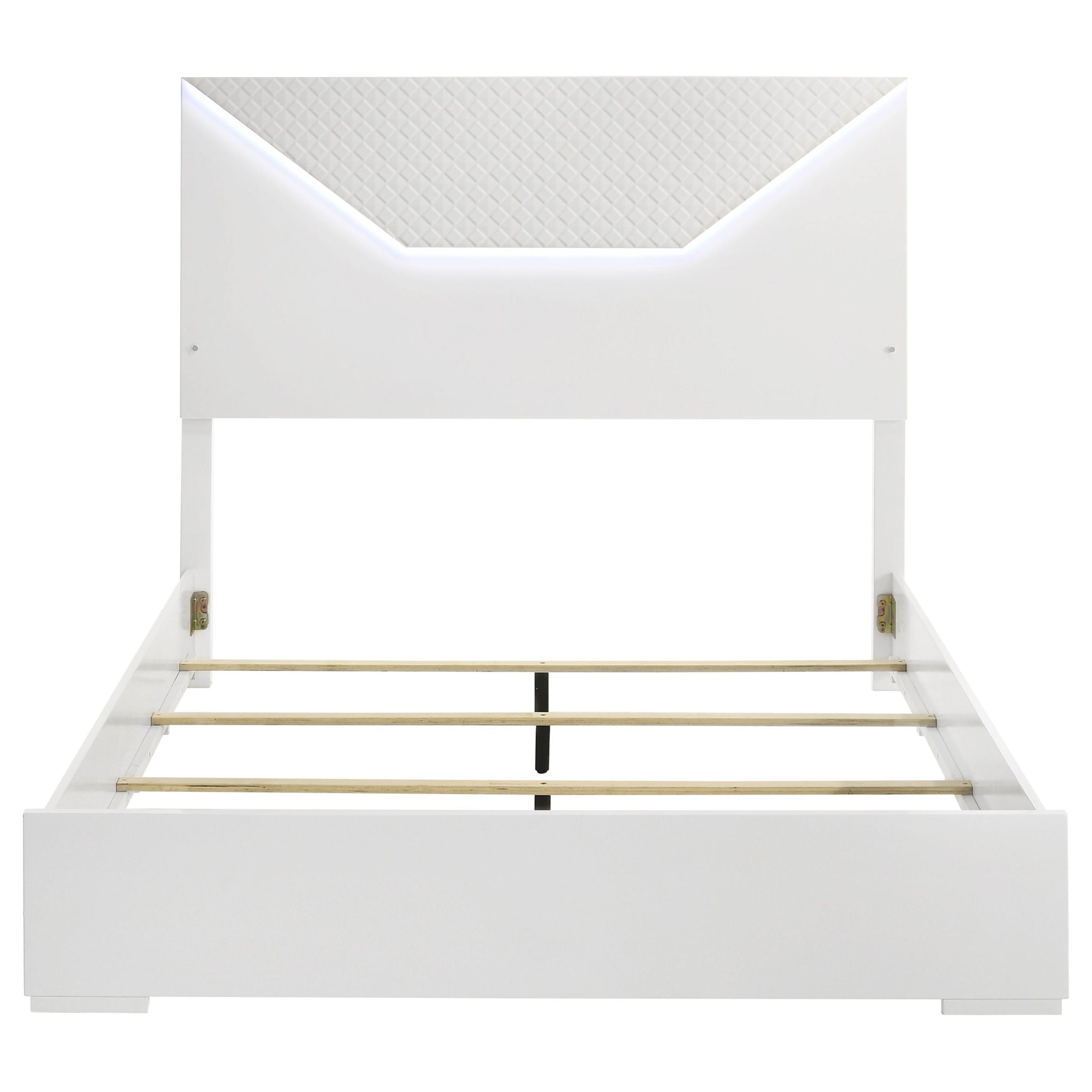 Ives Queen Panel Bed LED Headboard White High Gloss by Unique Piece Furniture