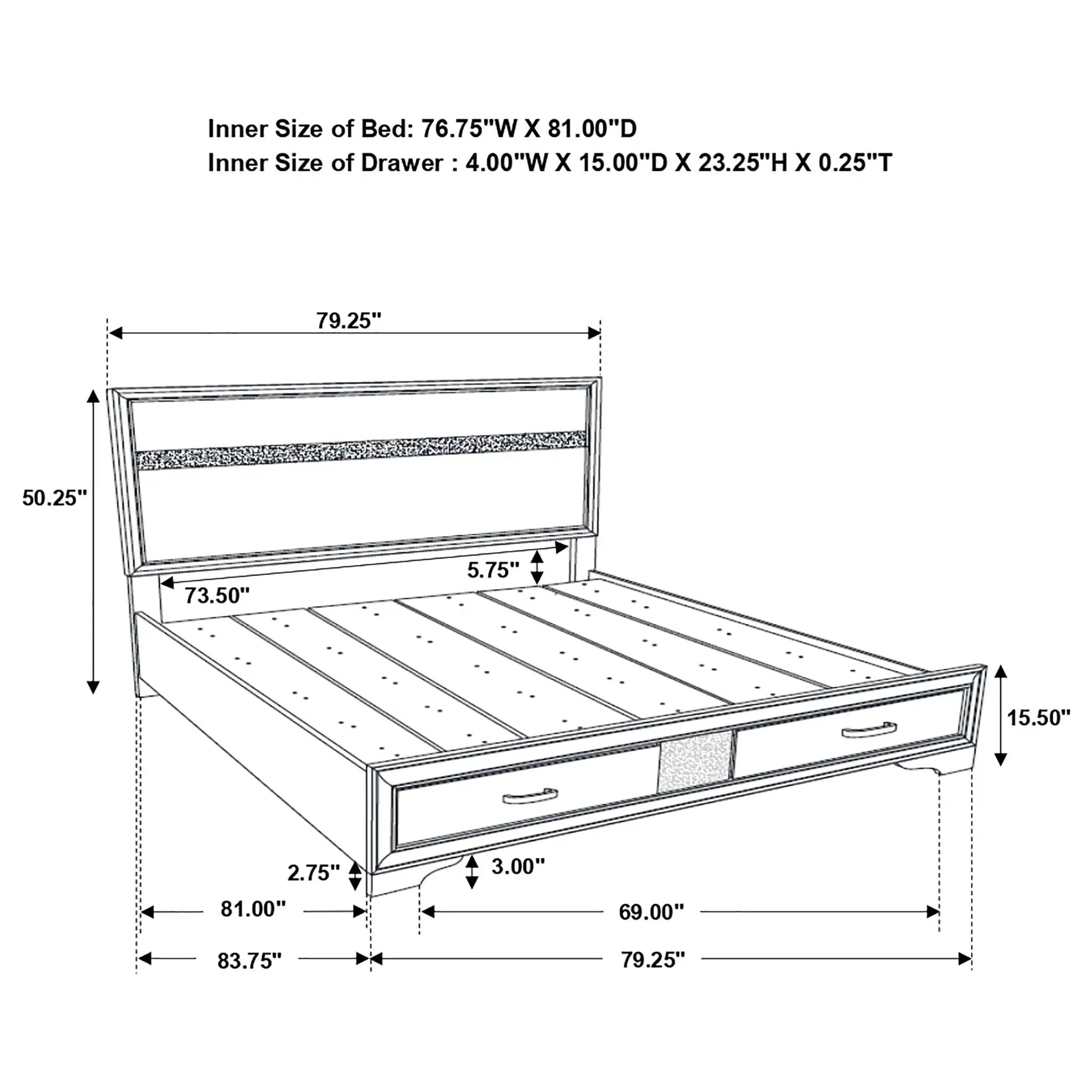 Storage Platform Bed 2 Drawer
