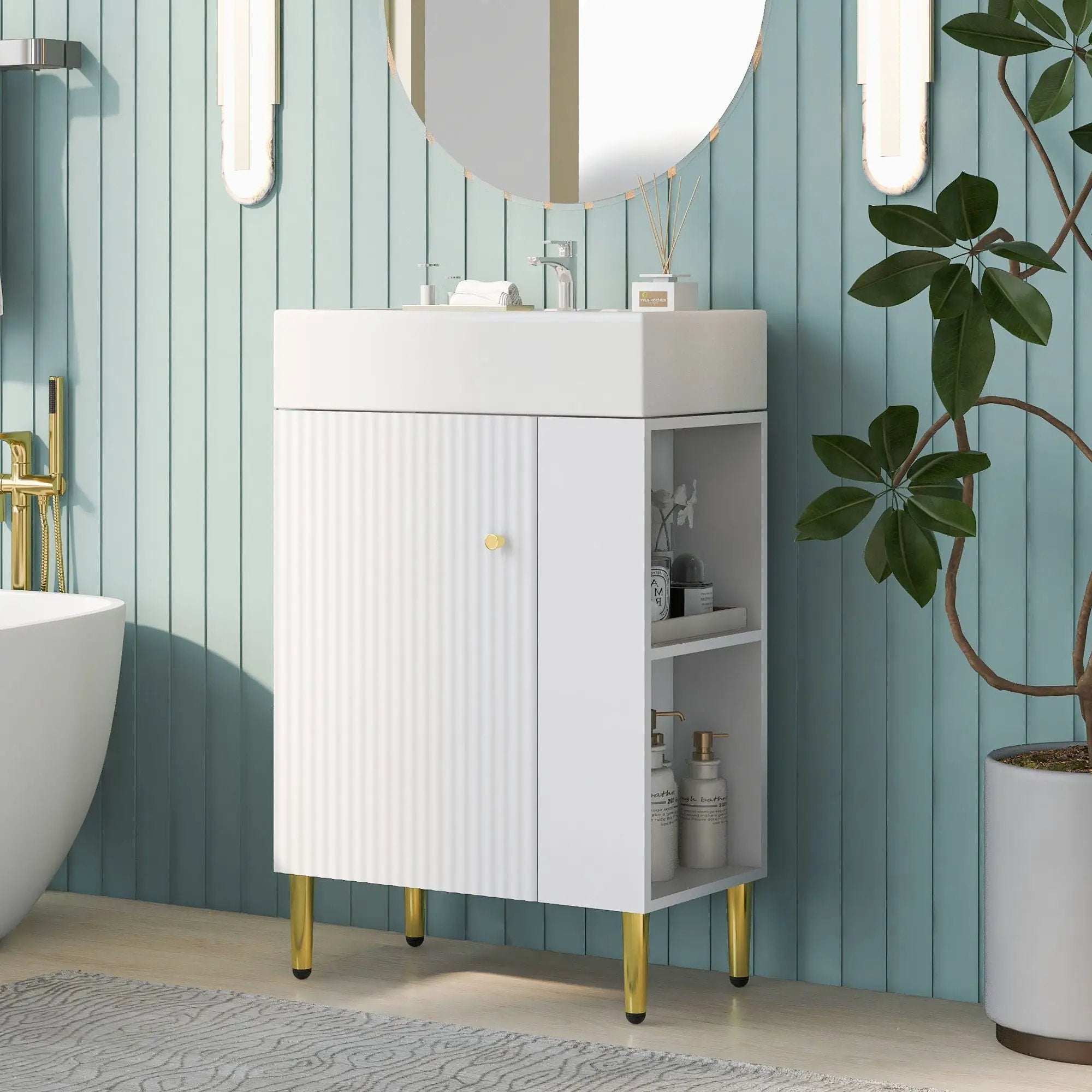 Bathroom Vanity, Combo Cabinet, Bathroom Storage Cabinet, Single Ceramic Sink by HouseOfZazla