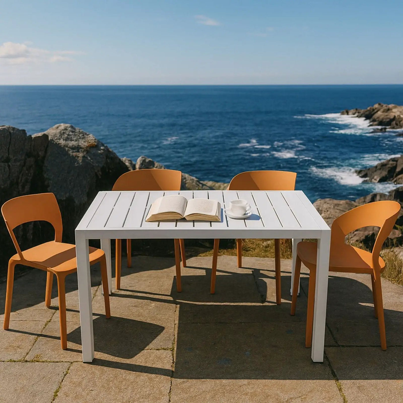 4 Piece Set Of Modern Designed Single Chairs With Long Table by Unique Piece Furniture