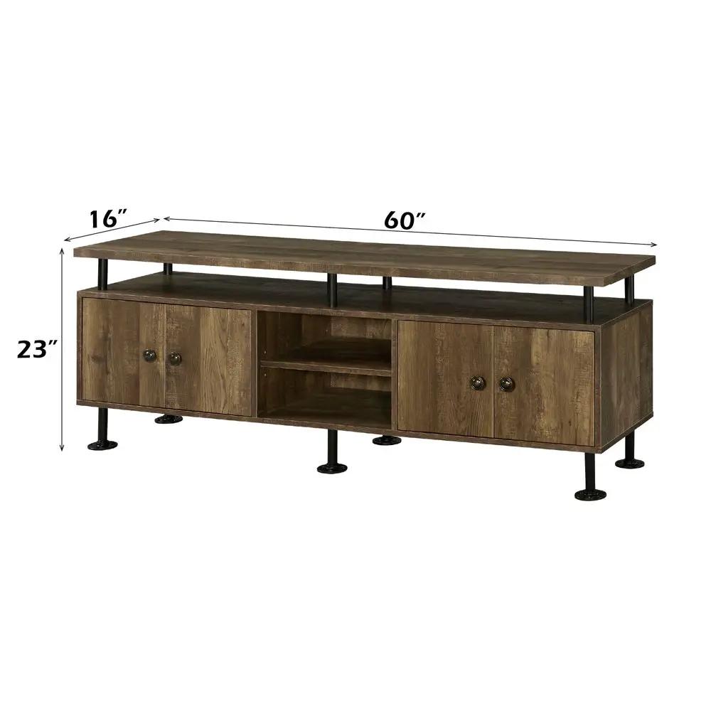 Ensata II - TV Stand - Rustic Oak & Black by Unique Piece Furniture
