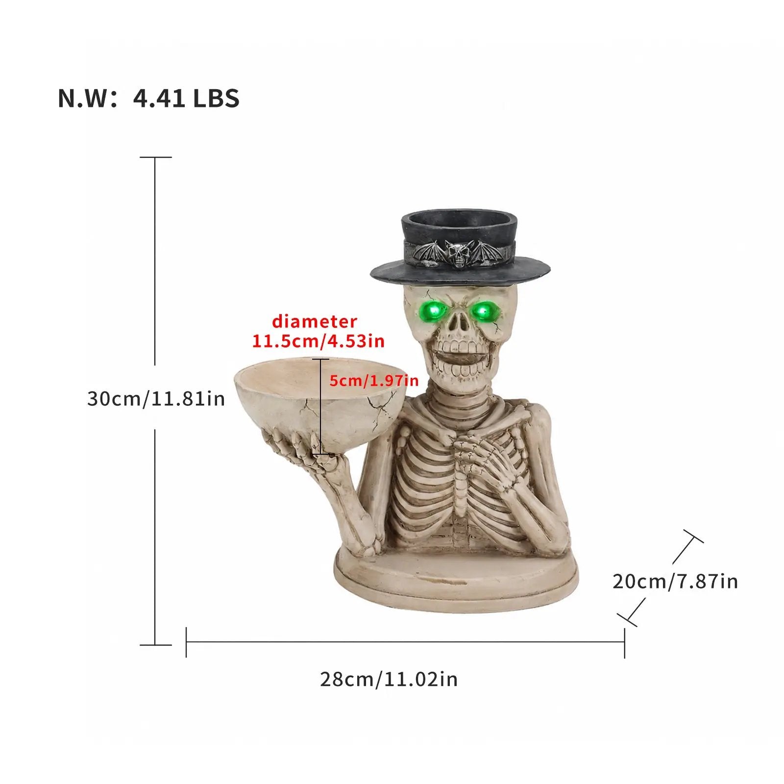 Halloween Skeleton Figurine with Storage Bowl & Candle Holder by HouseOfZazla