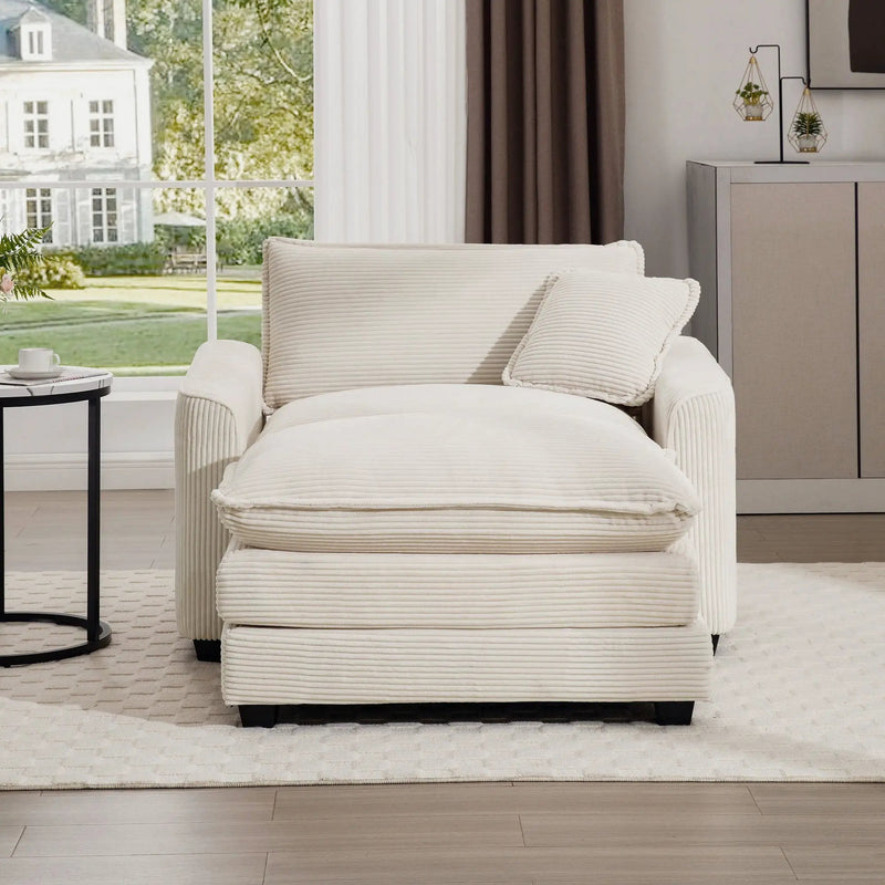 Classic Modern Comfortable Single Chair Deep Seat Sofa With Footstool by HouseOfZazla