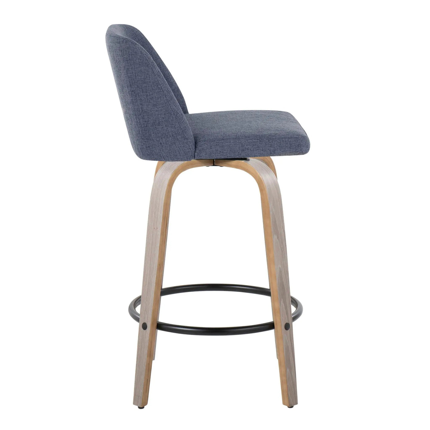 Toriano - Contemporary Fixed Height Counter Stool With Swivel & Round Footrest (Set of 2) by HouseOfZazla