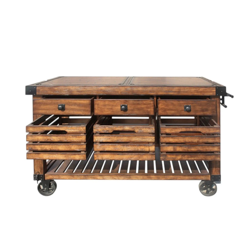 Kaif - Distressed Chestnut Kitchen Cart - Chestnut by HouseOfZazla