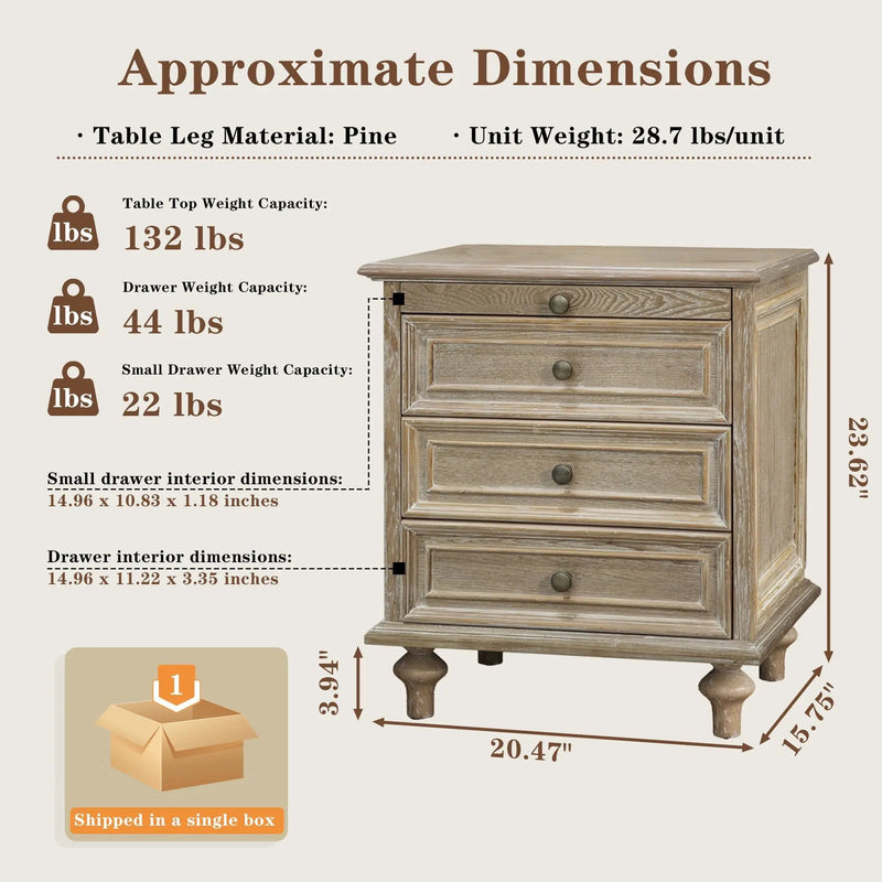 Farmhouse Nightstands with 4 Drawers and Pull-Out Shelf by HouseOfZazla