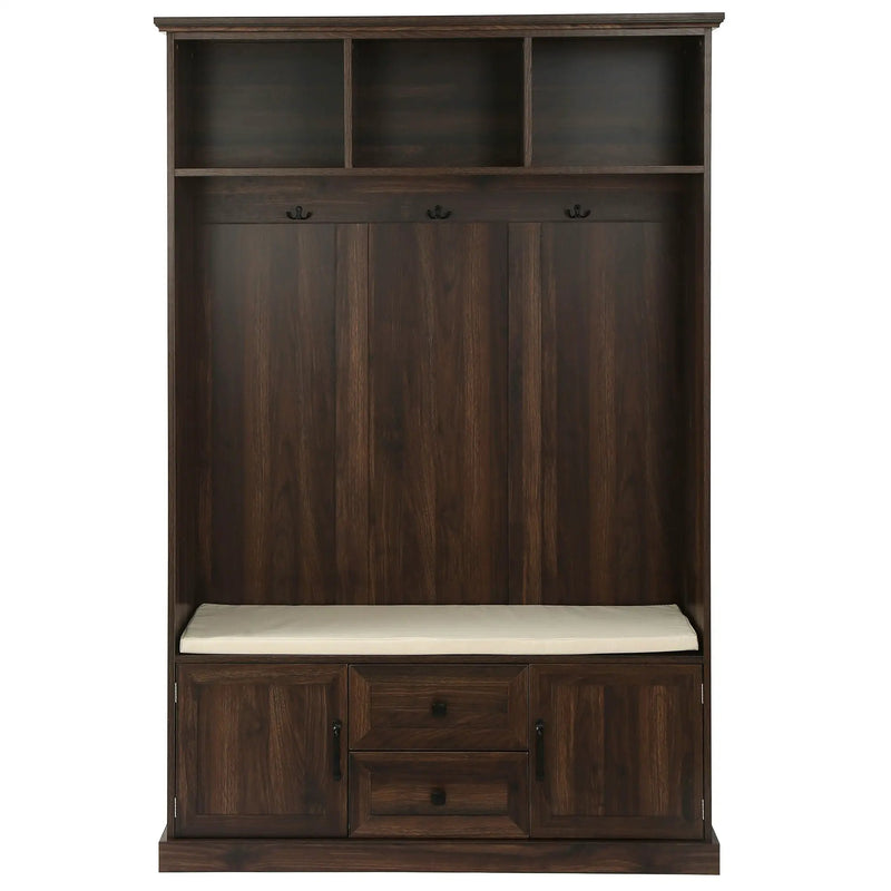 Hall Tree With 3 Hooks, Coat Hanger, Entryway Bench, Storage Bench, 3 In 1 Design by HouseOfZazla