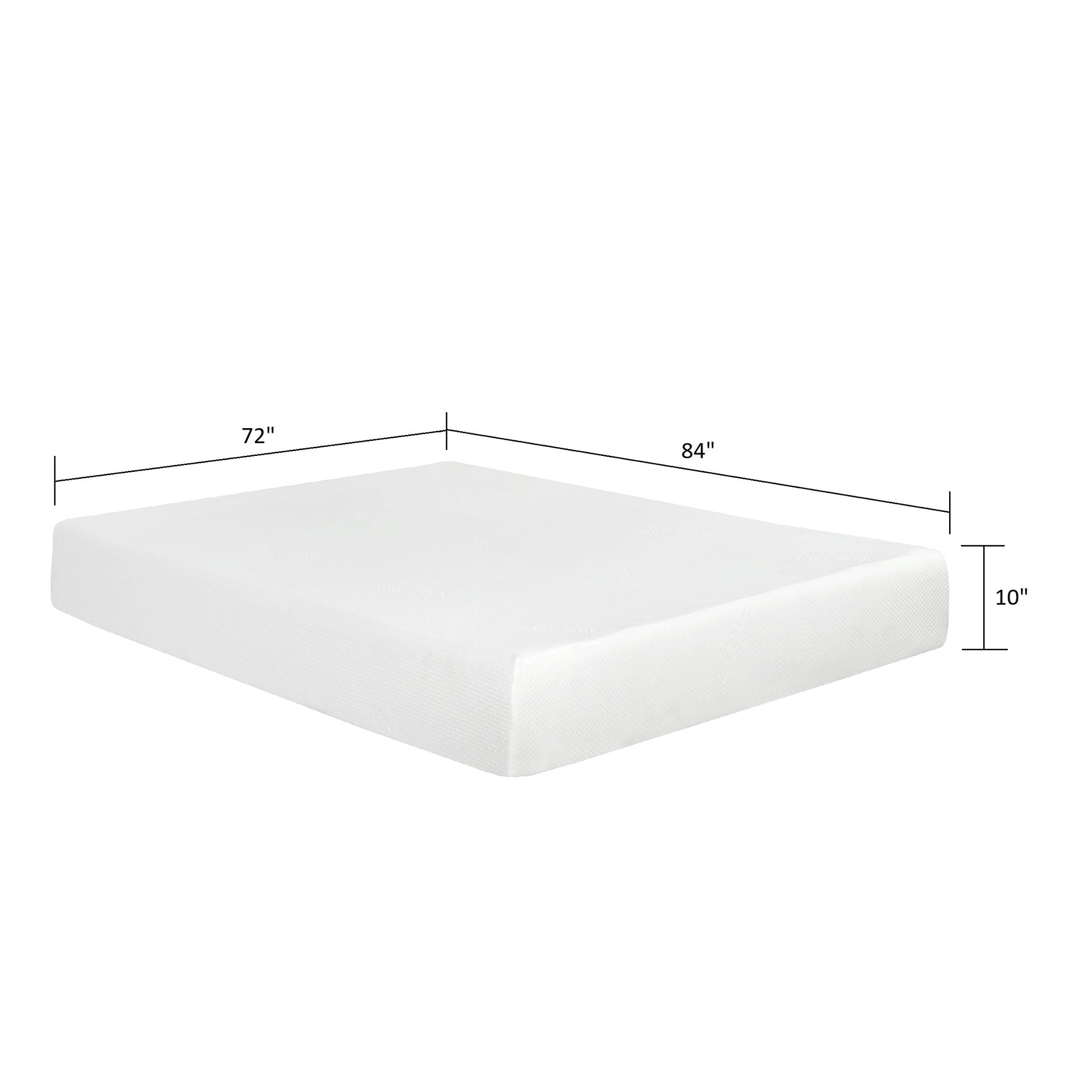 10" Plush Gel Memory Foam Mattress Bed With Cooling Technology, Aloe Vera Cover by Unique Piece Furniture