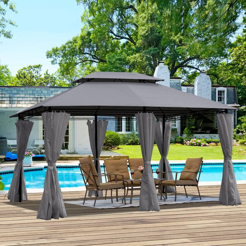 13x10 Ft Outdoor Patio Gazebo Canopy Tent with Ventilated Double Roof and Side Wall by HouseOfZazla