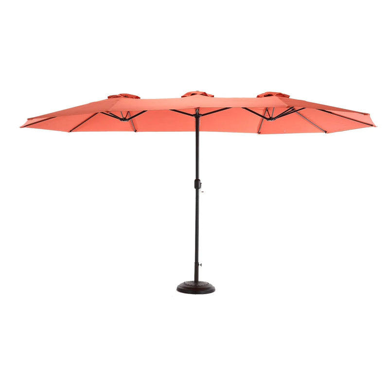 14.8 Ft Double Sided Outdoor Umbrella Rectangular Large with Crank (Orange) (No Base) by HouseOfZazla