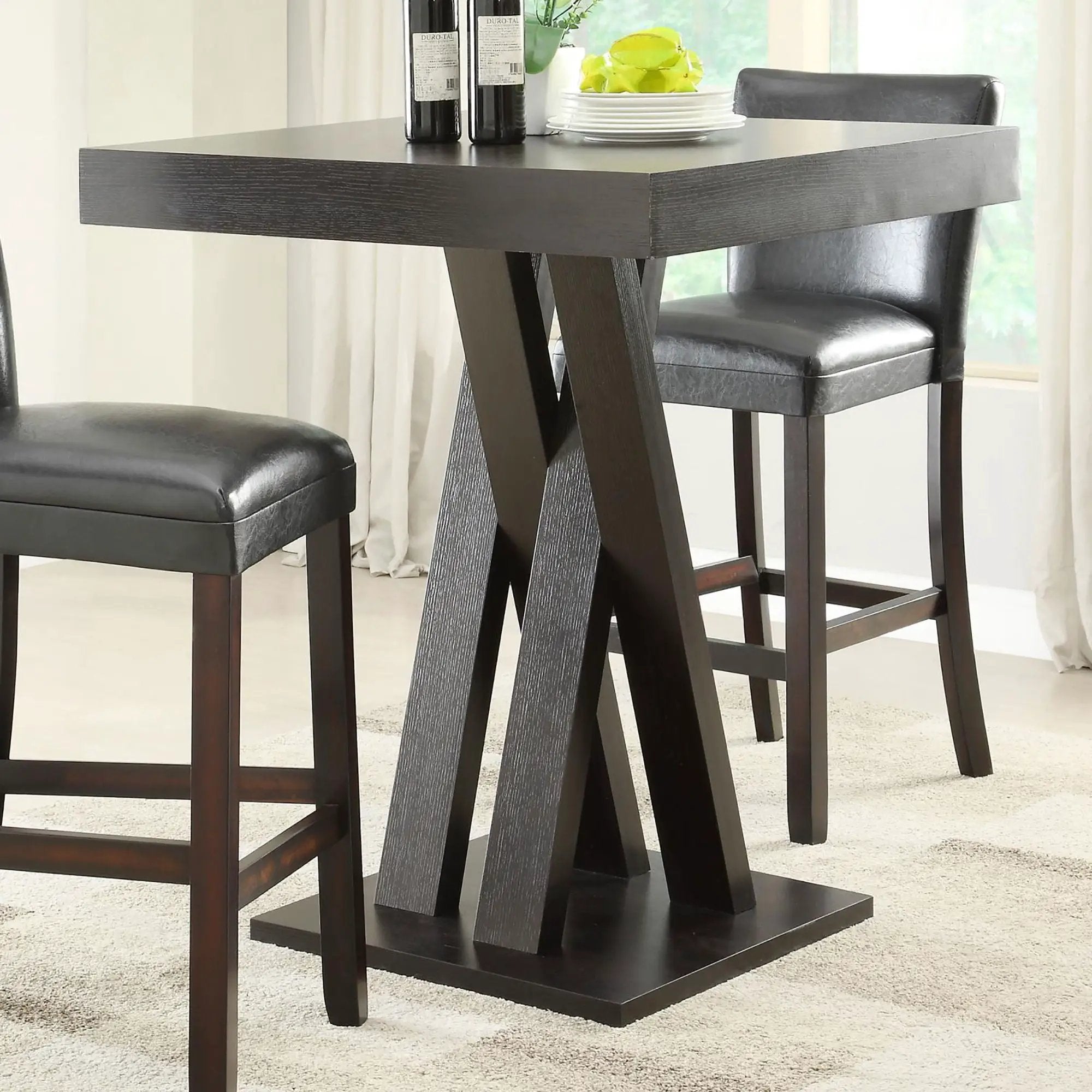 Double X Base Square Bar Table - Cappuccino by HouseOfZazla