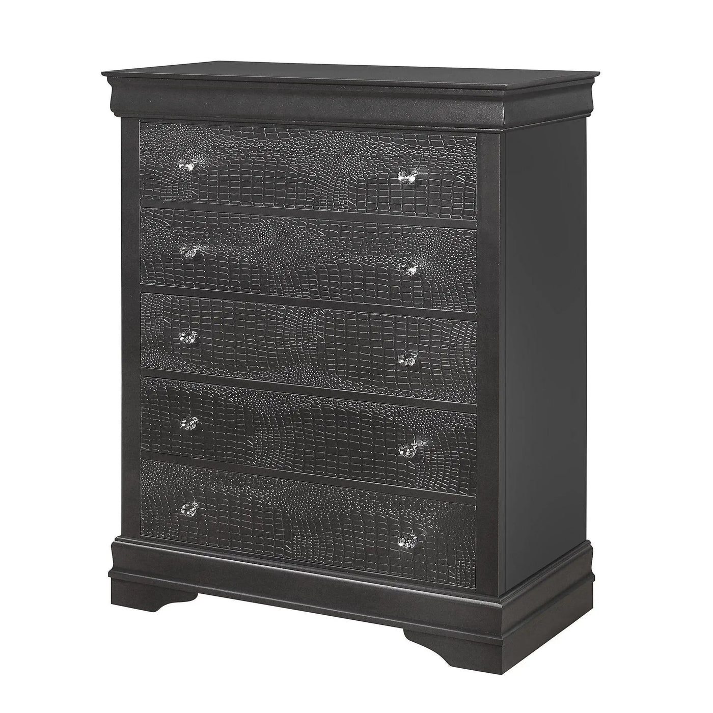 Shaker - 5 Pieces Bedroom Set With Crystal Inspired Tufted Headboard And LED Lighting by Unique Piece Furniture