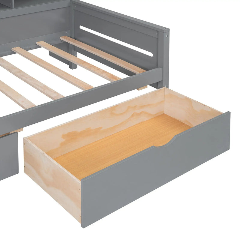 Daybed With Glass Door Storage Cabinets, Built In LED Lighting And Shelves by HouseOfZazla