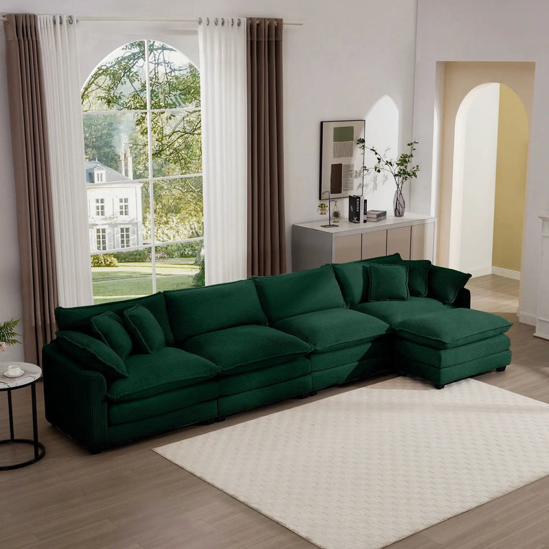Modern Oversized Modular Cushion Sofa With Ottoman, Low Back, Deep Seating Sofa Set by HouseOfZazla