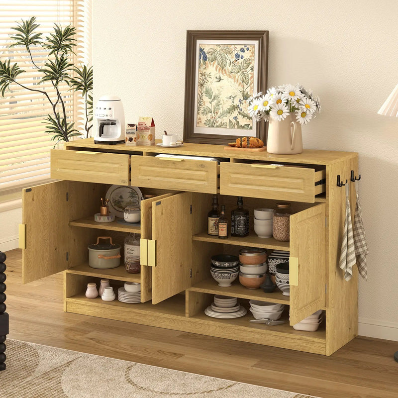 U-Style Farmhouse Sideboard with 3 Drawers & 4 Doors by HouseOfZazla
