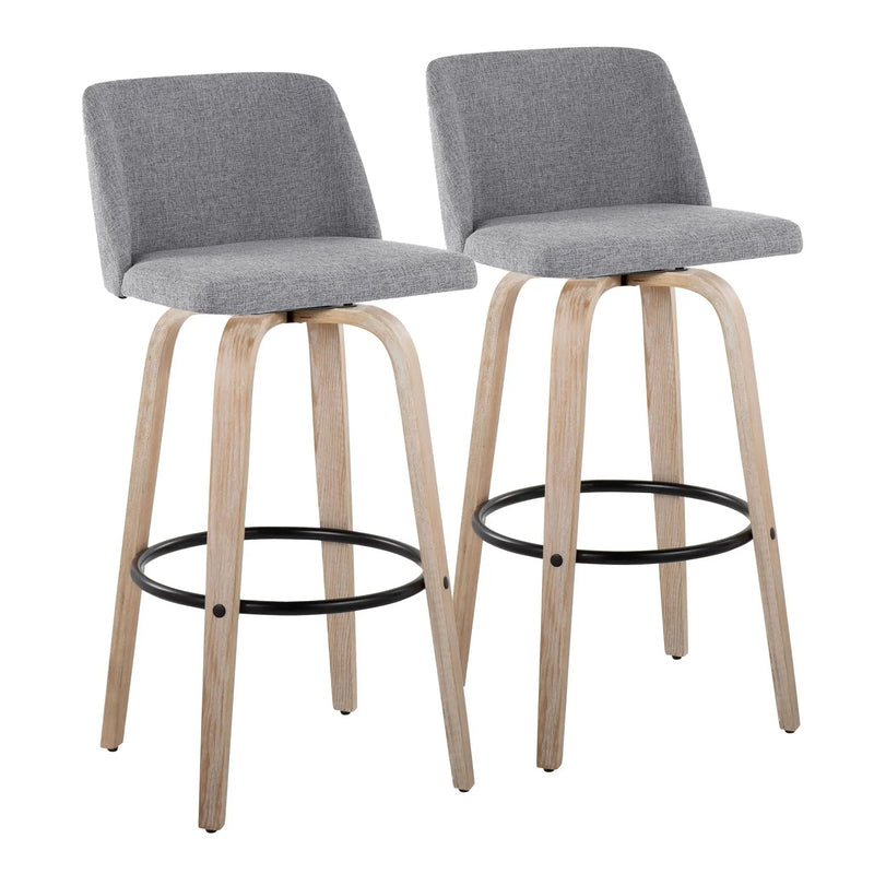 Toriano - Mid-Century Modern Fixed Height BarStool With Round Footrest (Set of 2) by Unique Piece Furniture