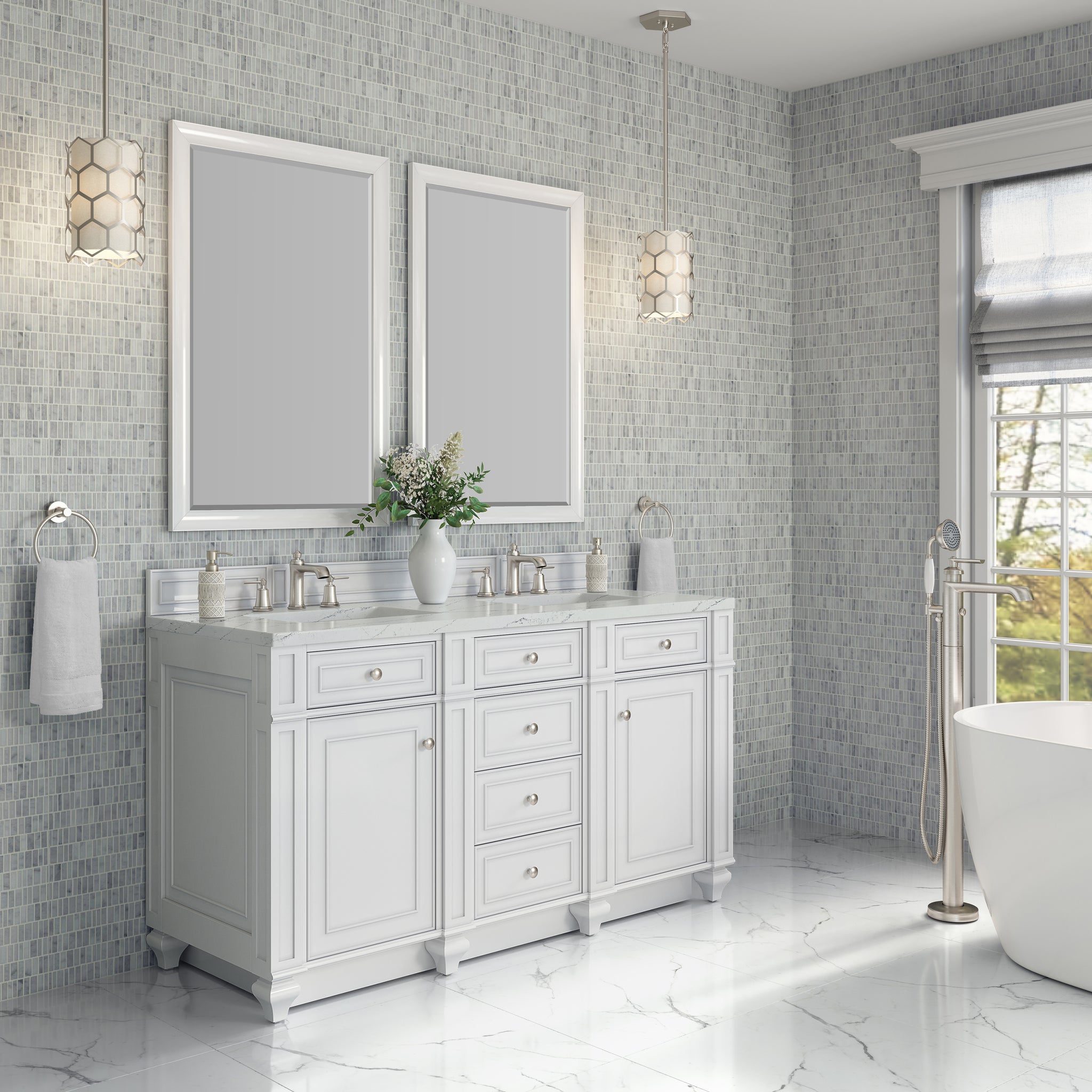 James Martin Bristol 60" Double Bathroom Vanity, Bright White, view 33