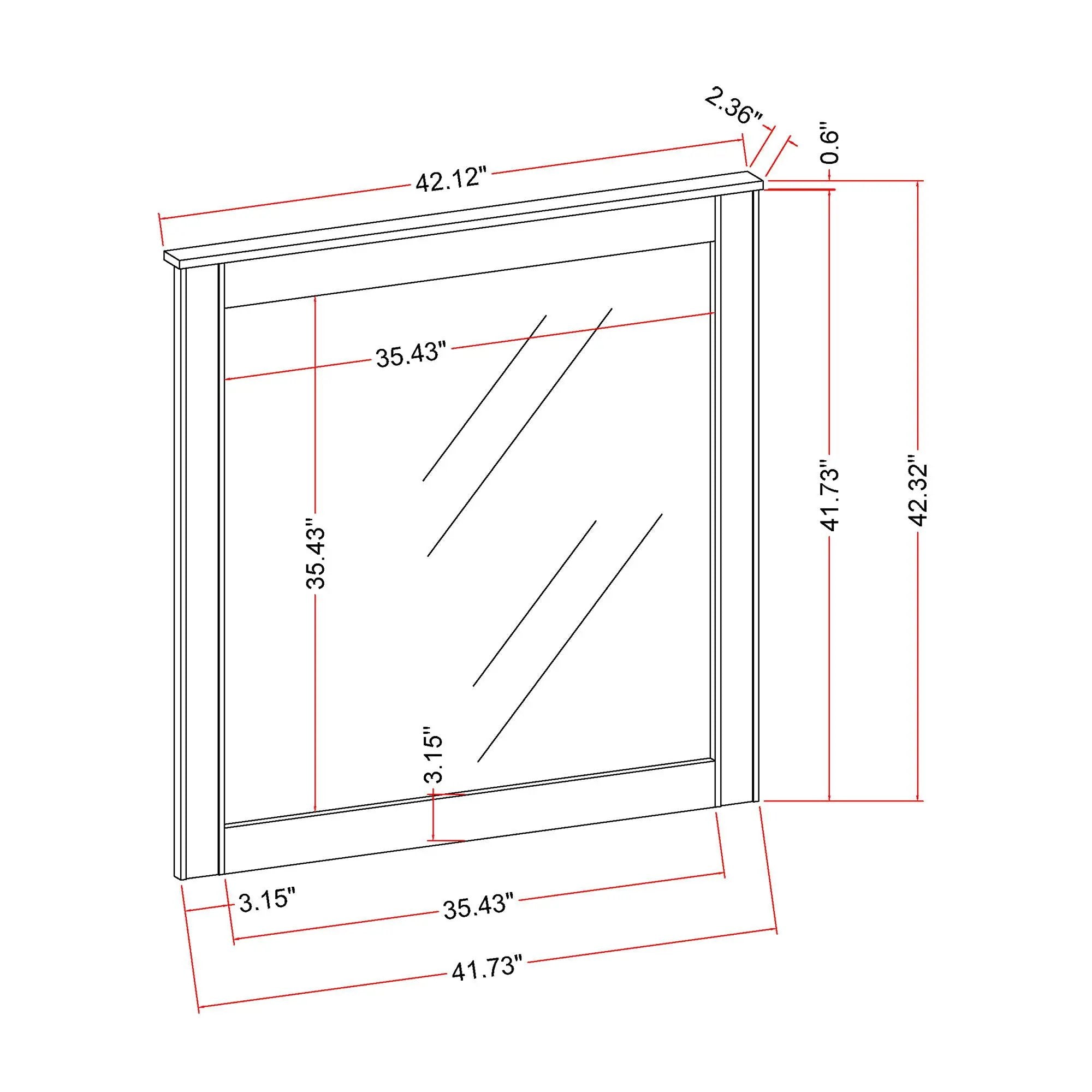 Lorenzo - Large Scale Mirror With Sleek Frame And Glittered Detailing - Silver