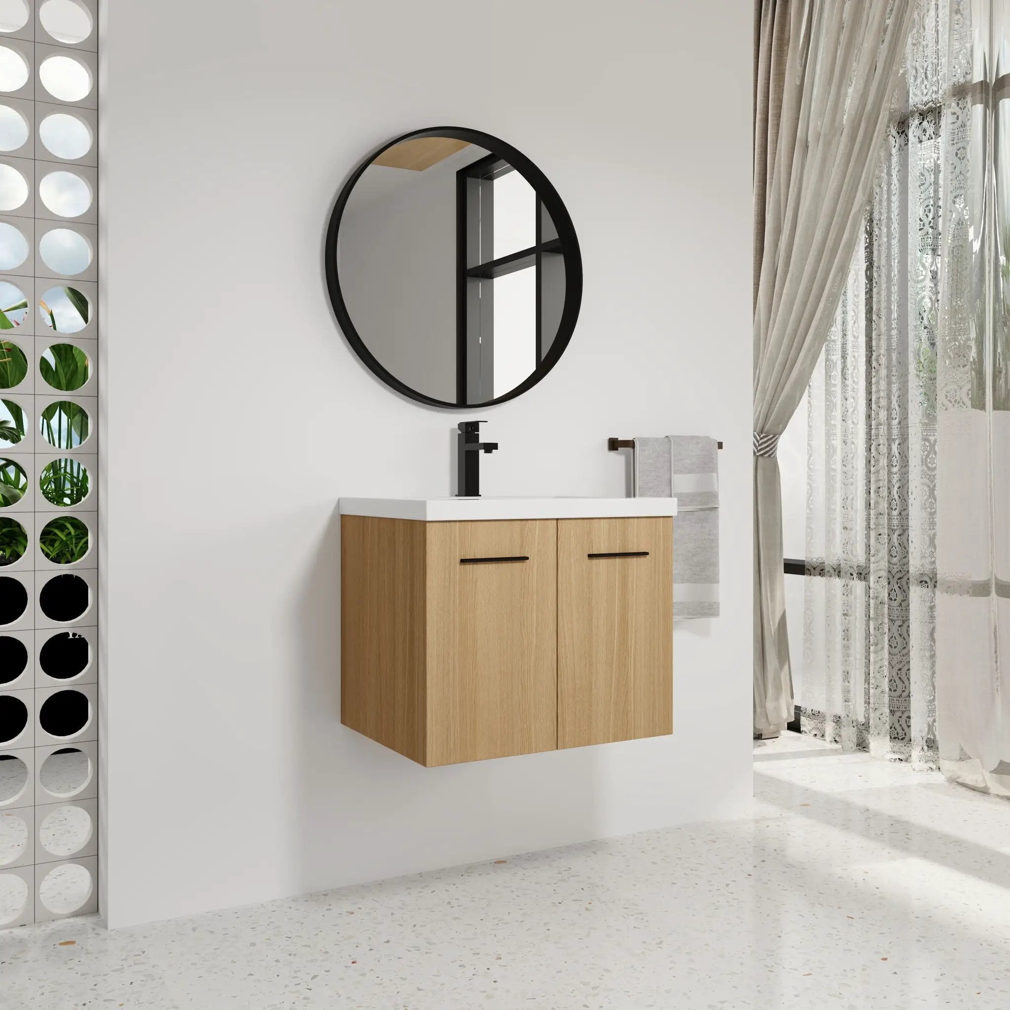 Floating Bathroom Vanity With Sink, Wall Mounted Double Door Storage by Unique Piece Furniture