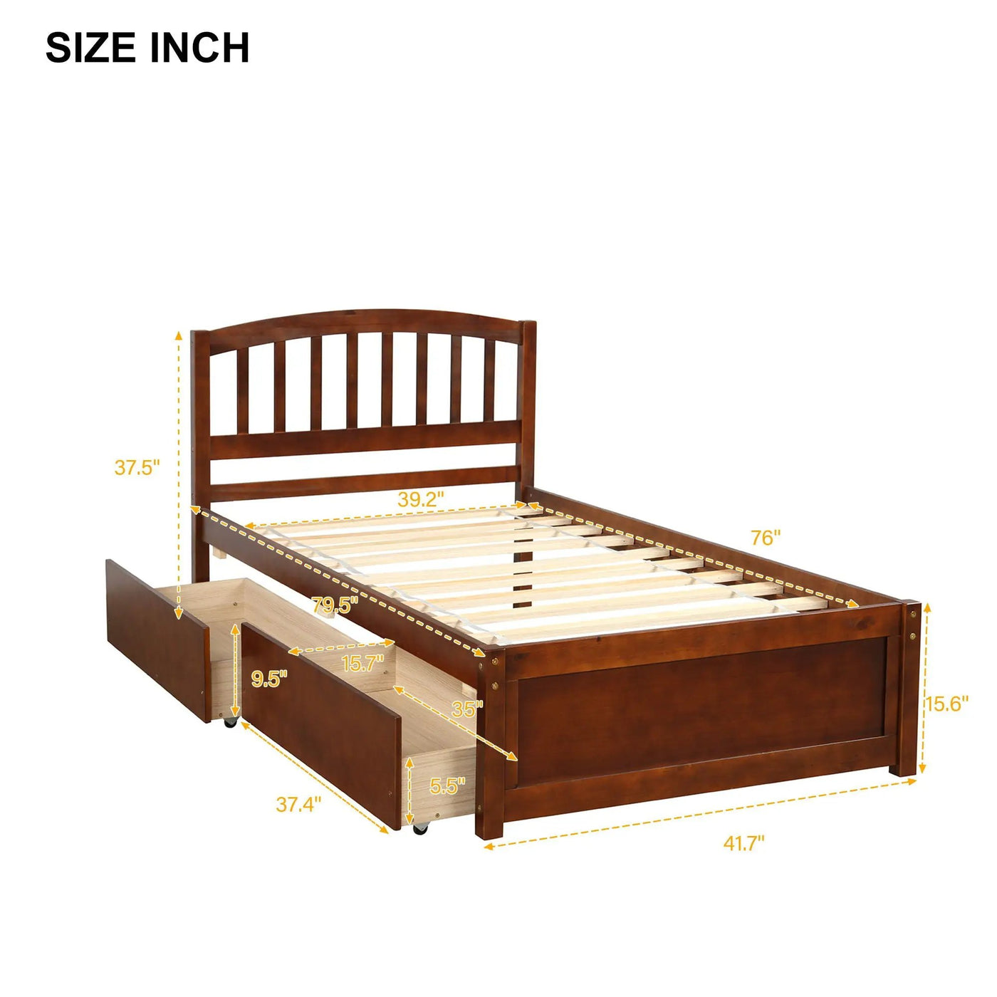 Platform Storage Bed Wood Bed Frame With Two Drawers And Headboard by Unique Piece Furniture