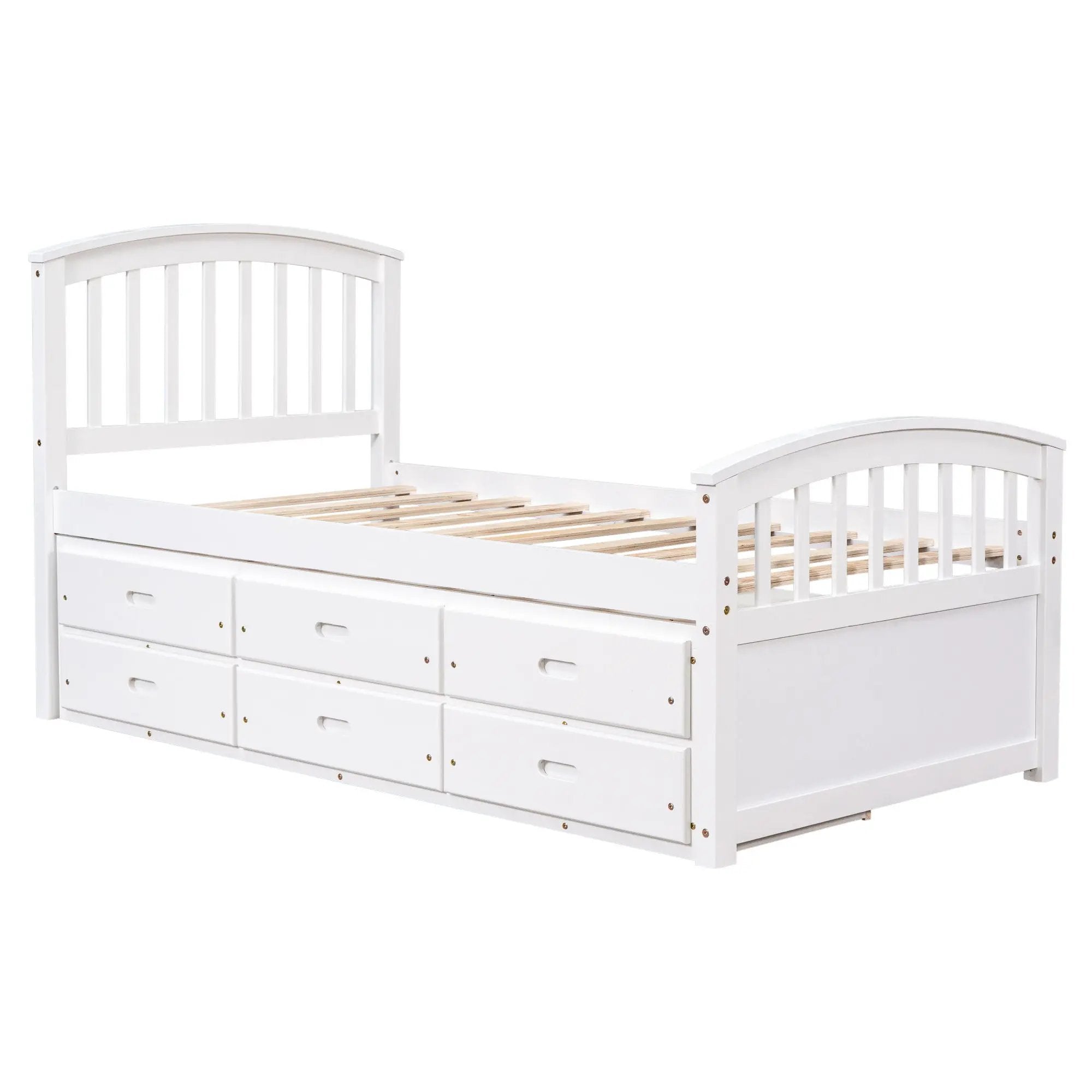 Platform Storage Bed Solid Wood Bed With 6 Drawers