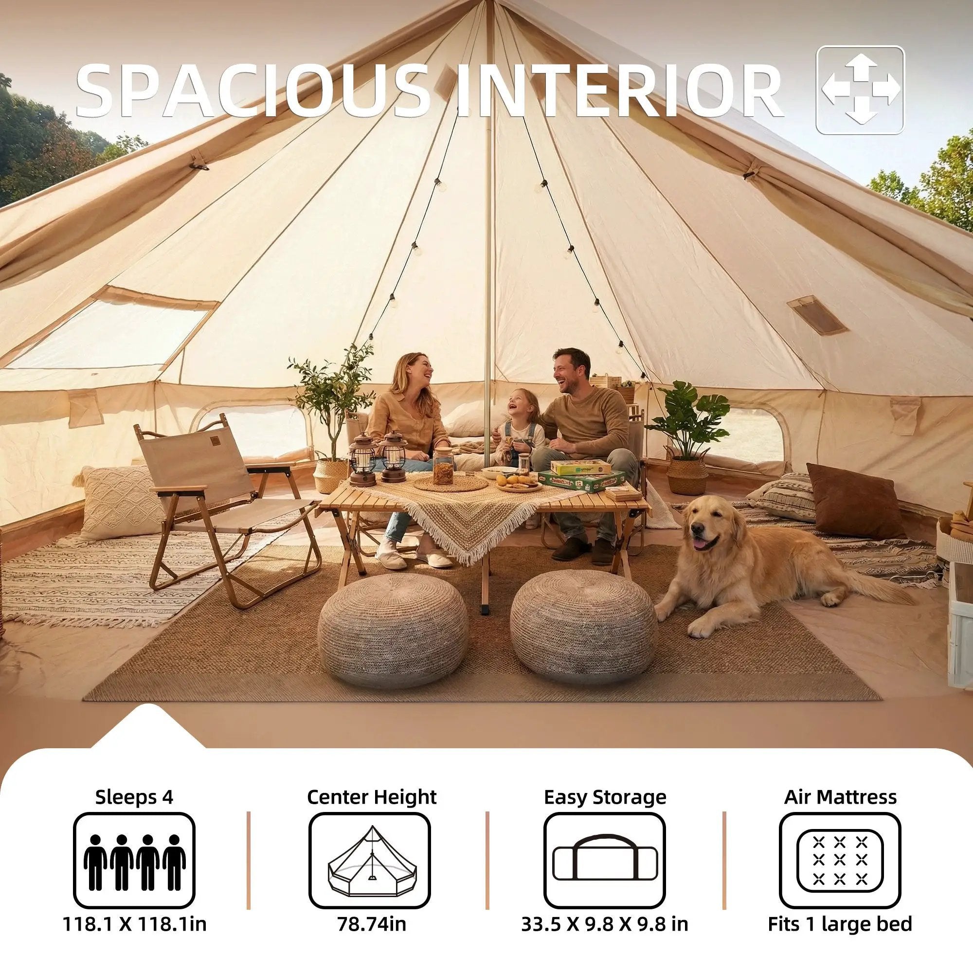 4 Season Bell Tent 9.8 FT Green Waterproof Glamping Tent by HouseOfZazla
