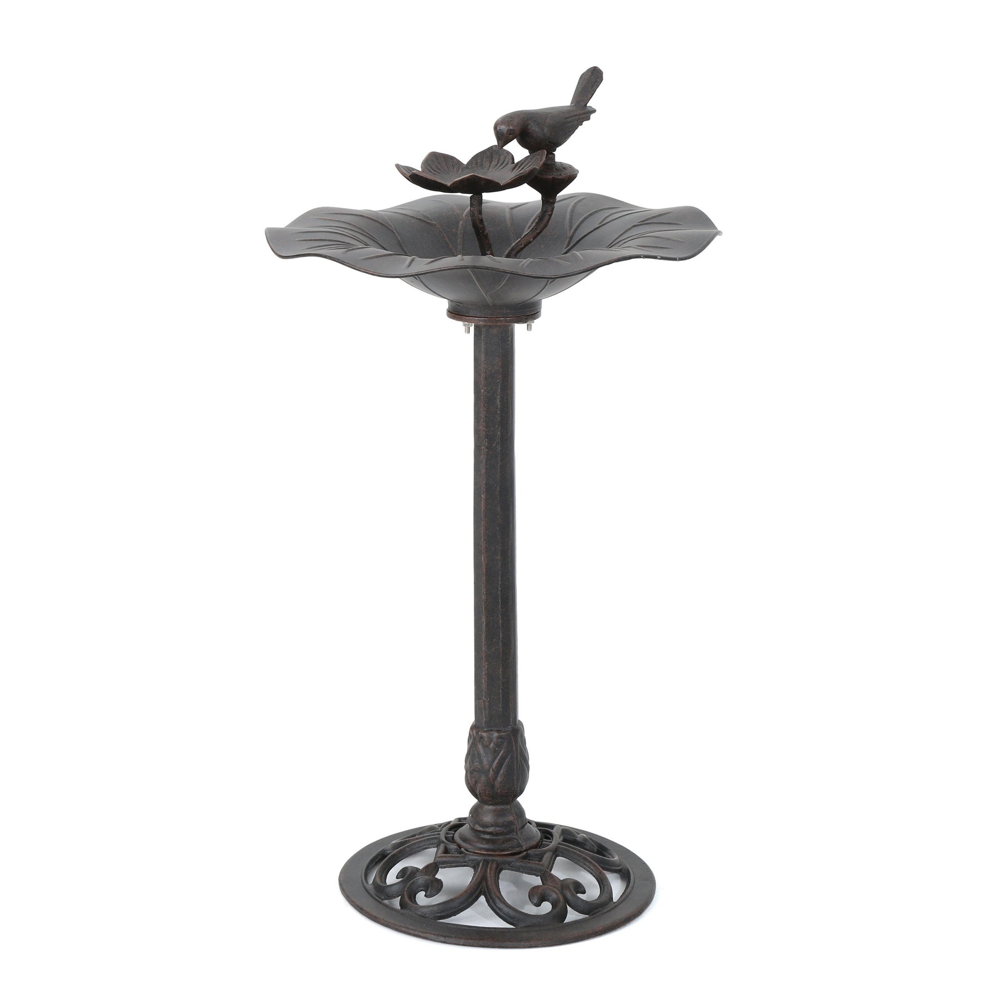 Lancaster Outdoor Aluminum and Iron Top Bird Bath with Iron Base, Bronze by HouseOfZazla