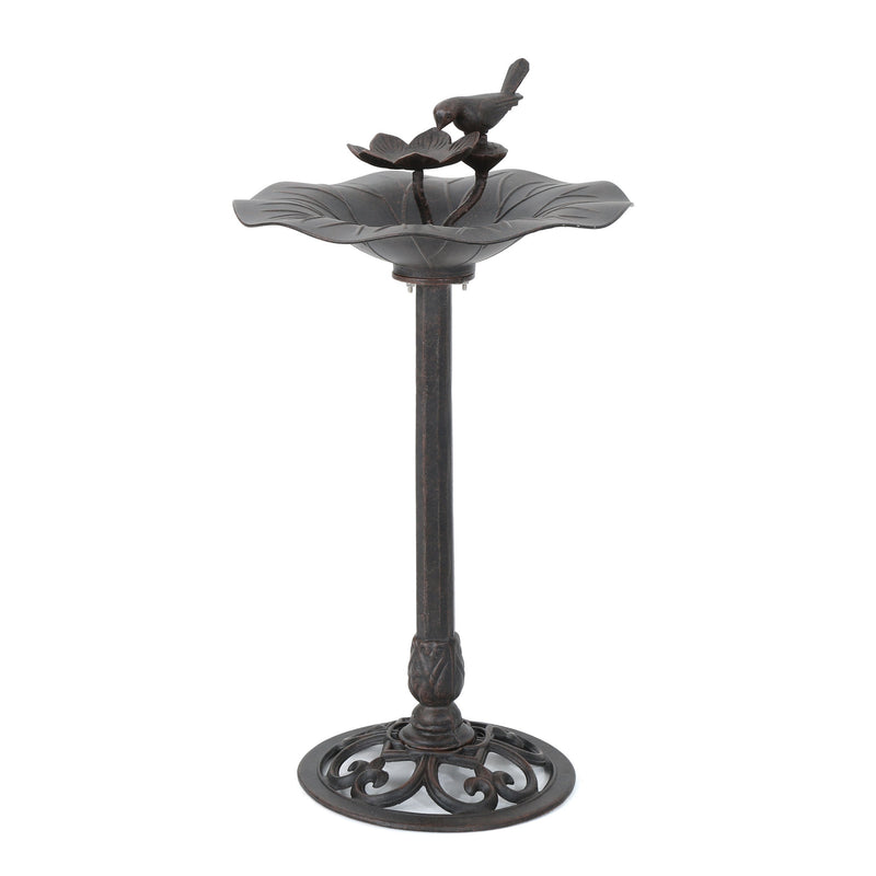 Lancaster Outdoor Aluminum and Iron Top Bird Bath with Iron Base, Bronze by HouseOfZazla