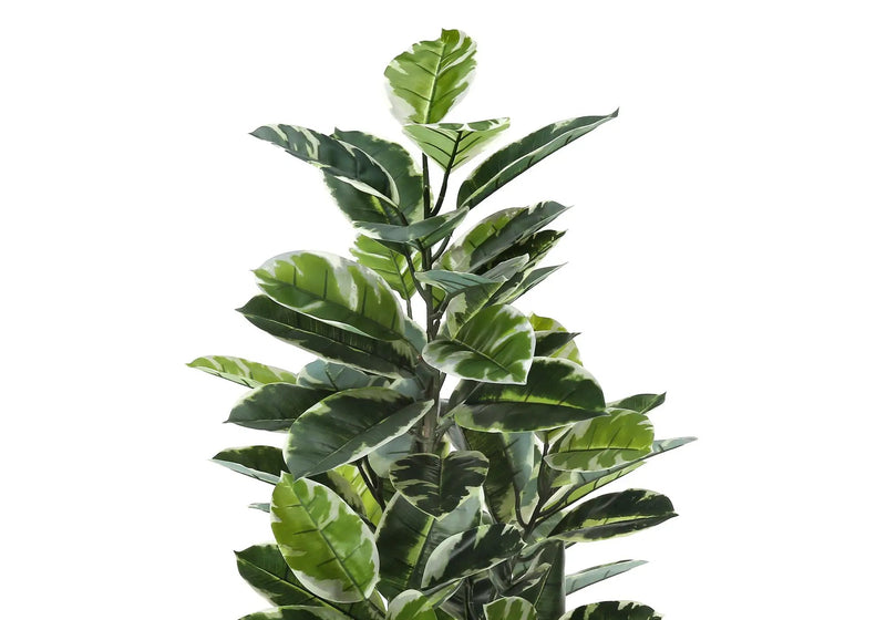 52" Tall, Artificial Plant, Rubber Tree, Indoor, Fake, Floor, Greenery, Potted, Real Touch, Decorative - Green / Black by Unique Piece Furniture