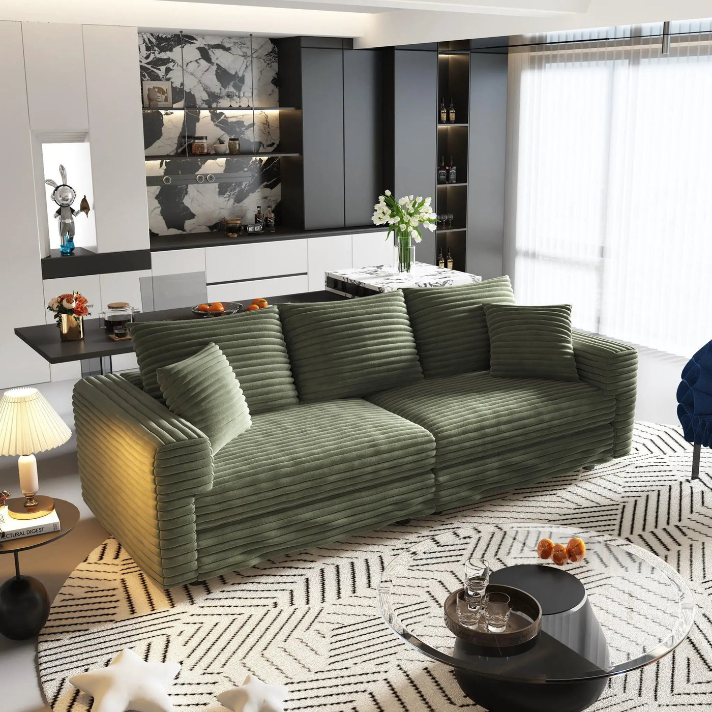 4 Seat Modern Comfy Upholstered Sofa Cloud Couch by HouseOfZazla