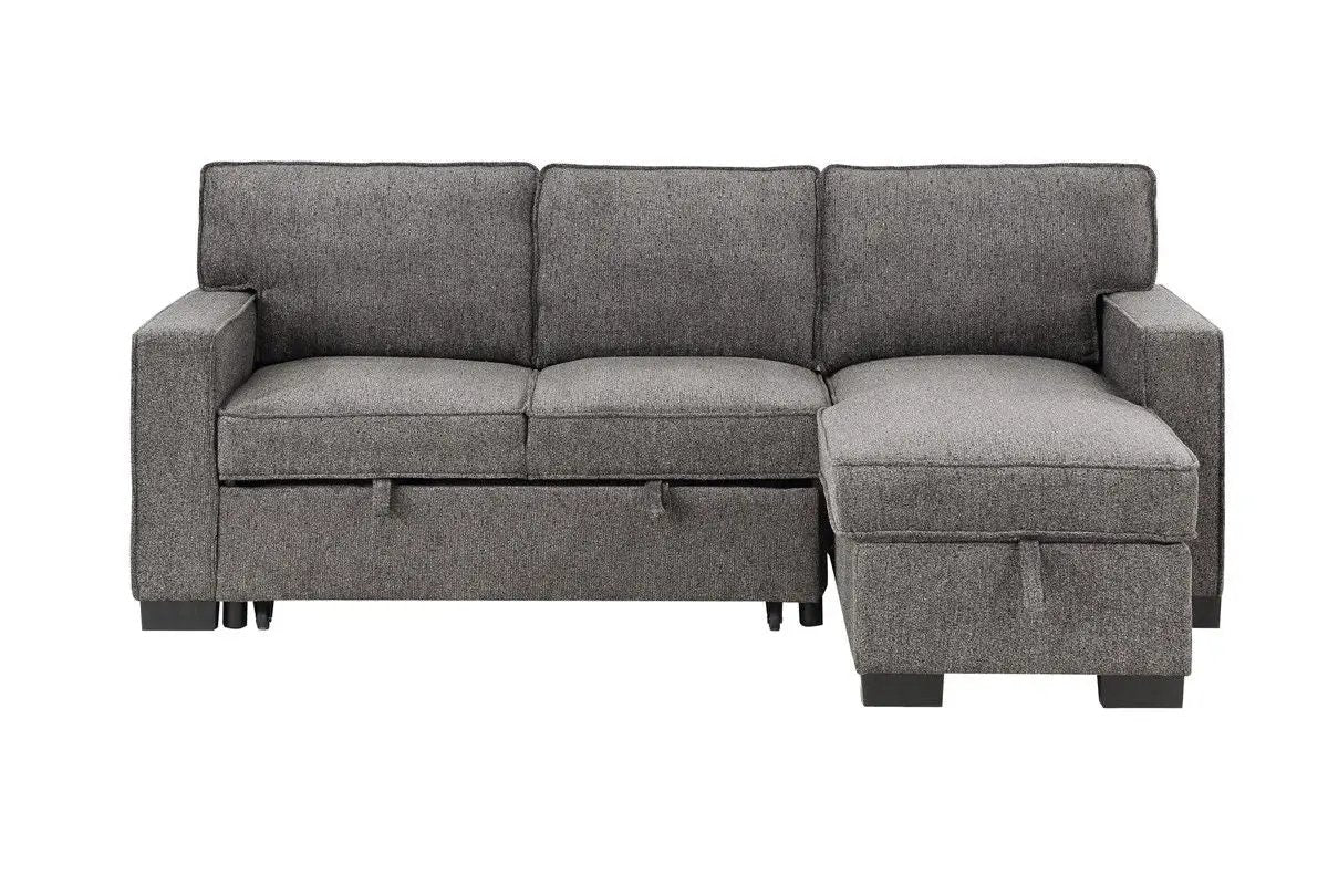 Estelle - Fabric Reversible Sleeper Sectional With Storage Chaise Drop-Down Table 2 Cup Holders And 2 USB Ports by HouseOfZazla
