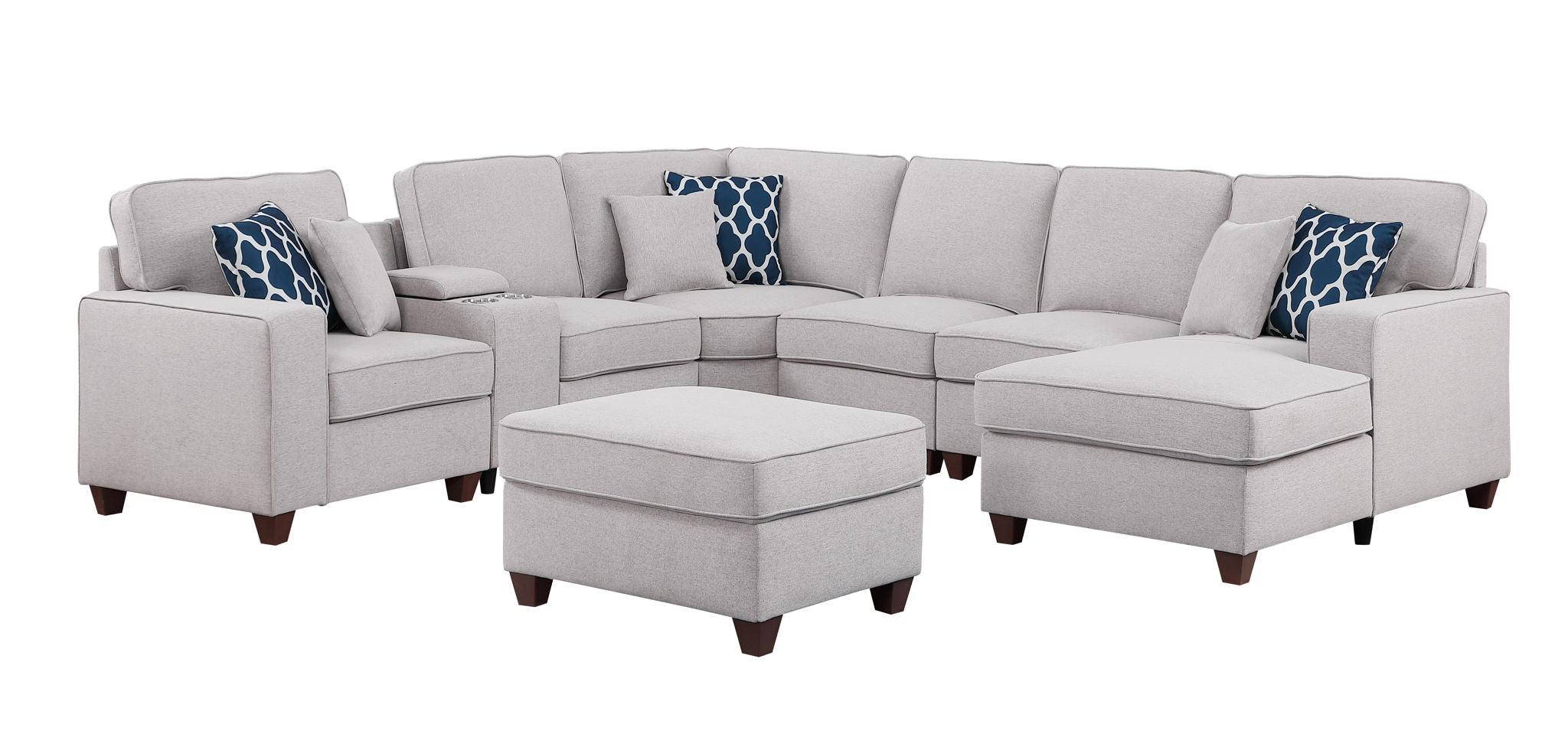 Tina - 8 Piece Upholstered Sectional With Ottoman by HouseOfZazla