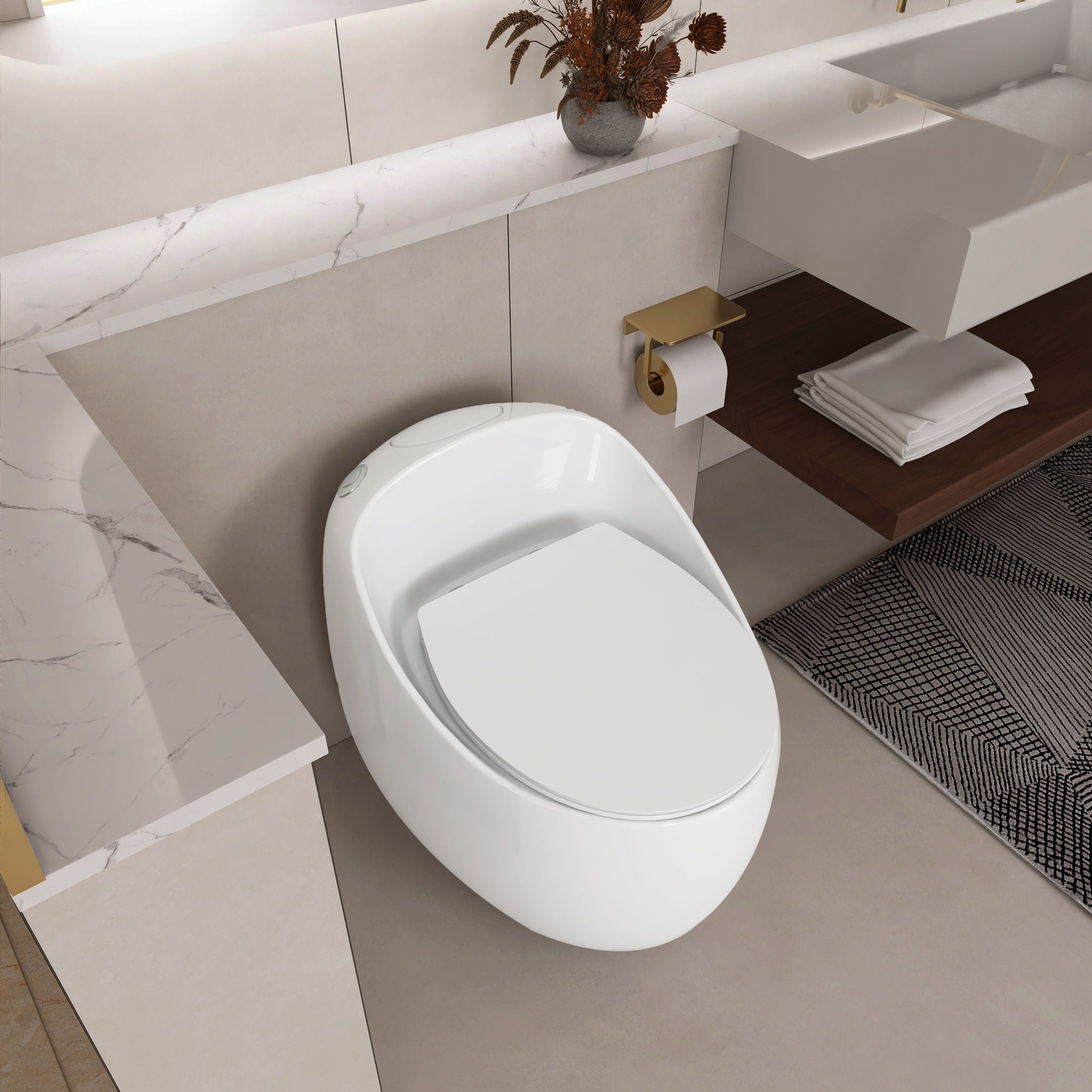 Modern Egg Shape Toilet 1.28 Gpf Single Flush Ceramic by HouseOfZazla
