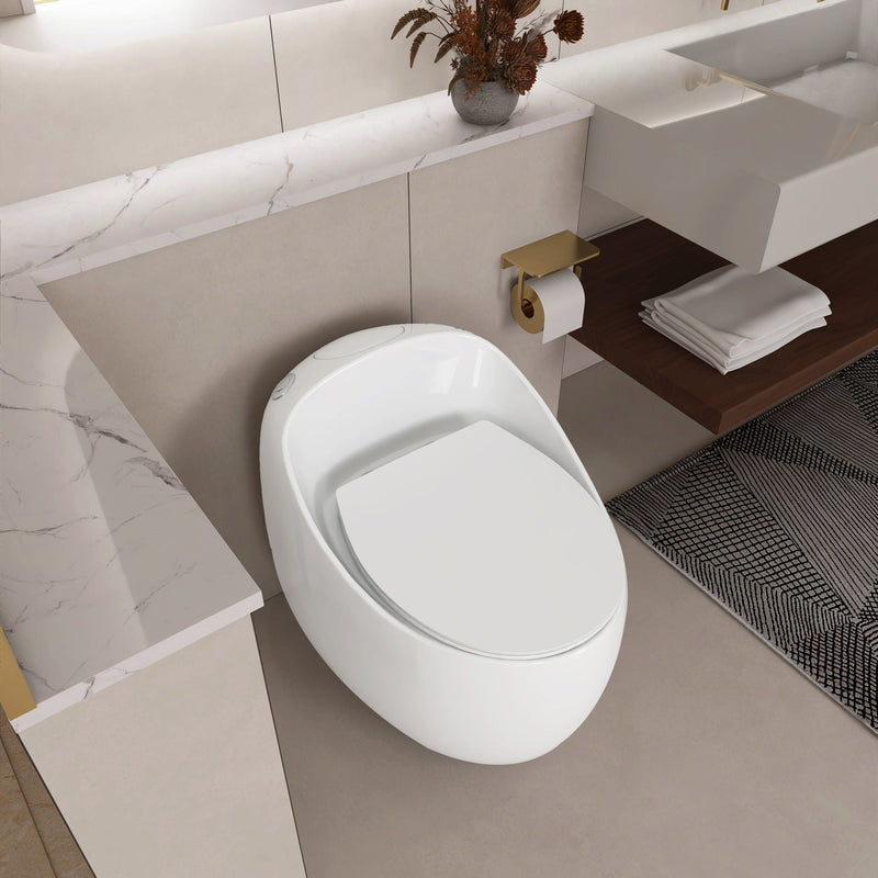 Modern Egg Shape Toilet 1.28 Gpf Single Flush Ceramic by HouseOfZazla
