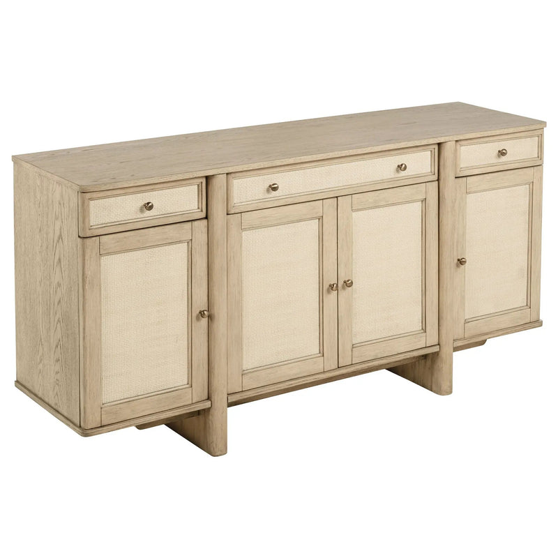 Kailani 4-door Cane Sideboard Buffet Cabinet Beige Oak by Unique Piece Furniture