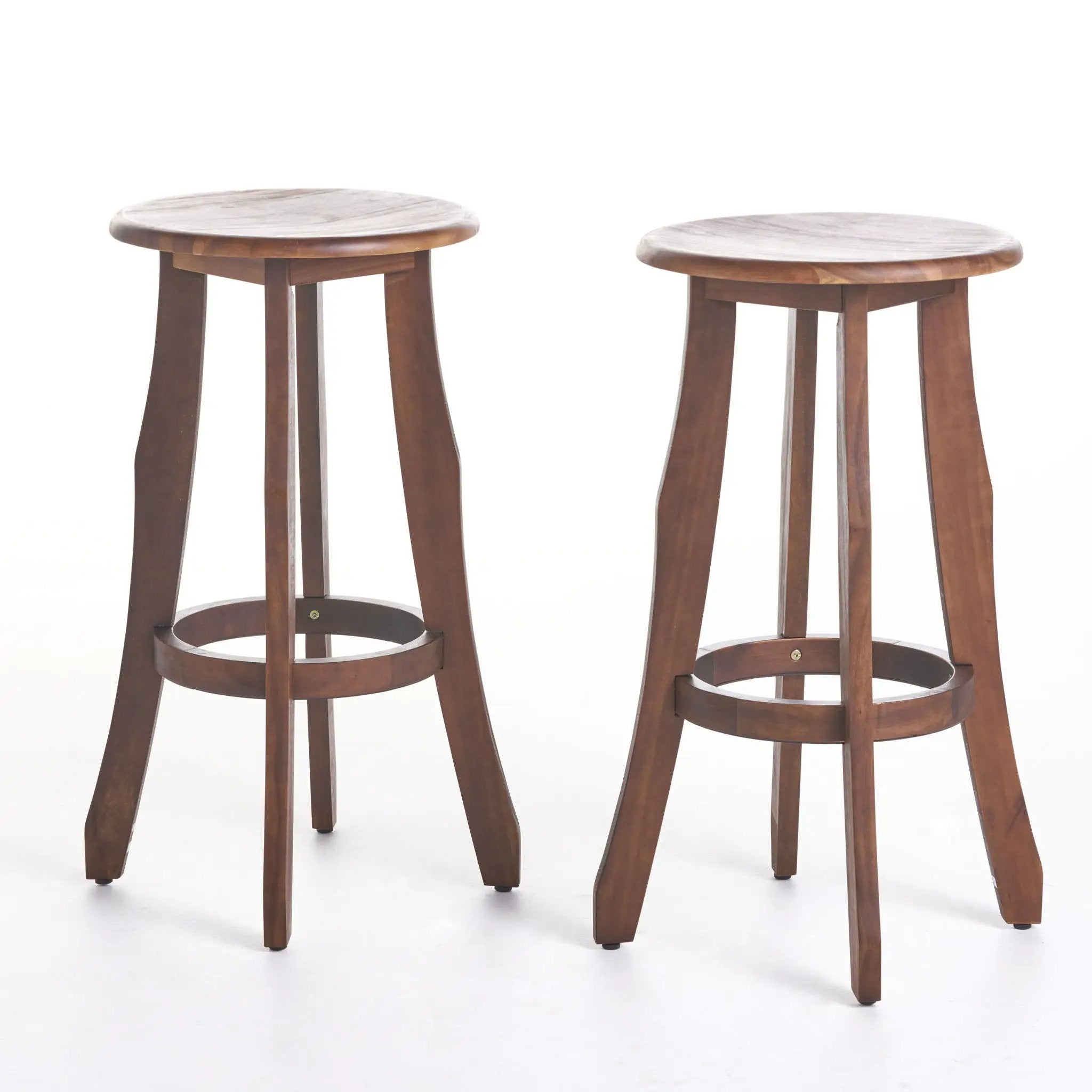 Primrose Outdoor Acacia Wood Barstools With Foot Rest (Set of 2) - Dark Brown by HouseOfZazla