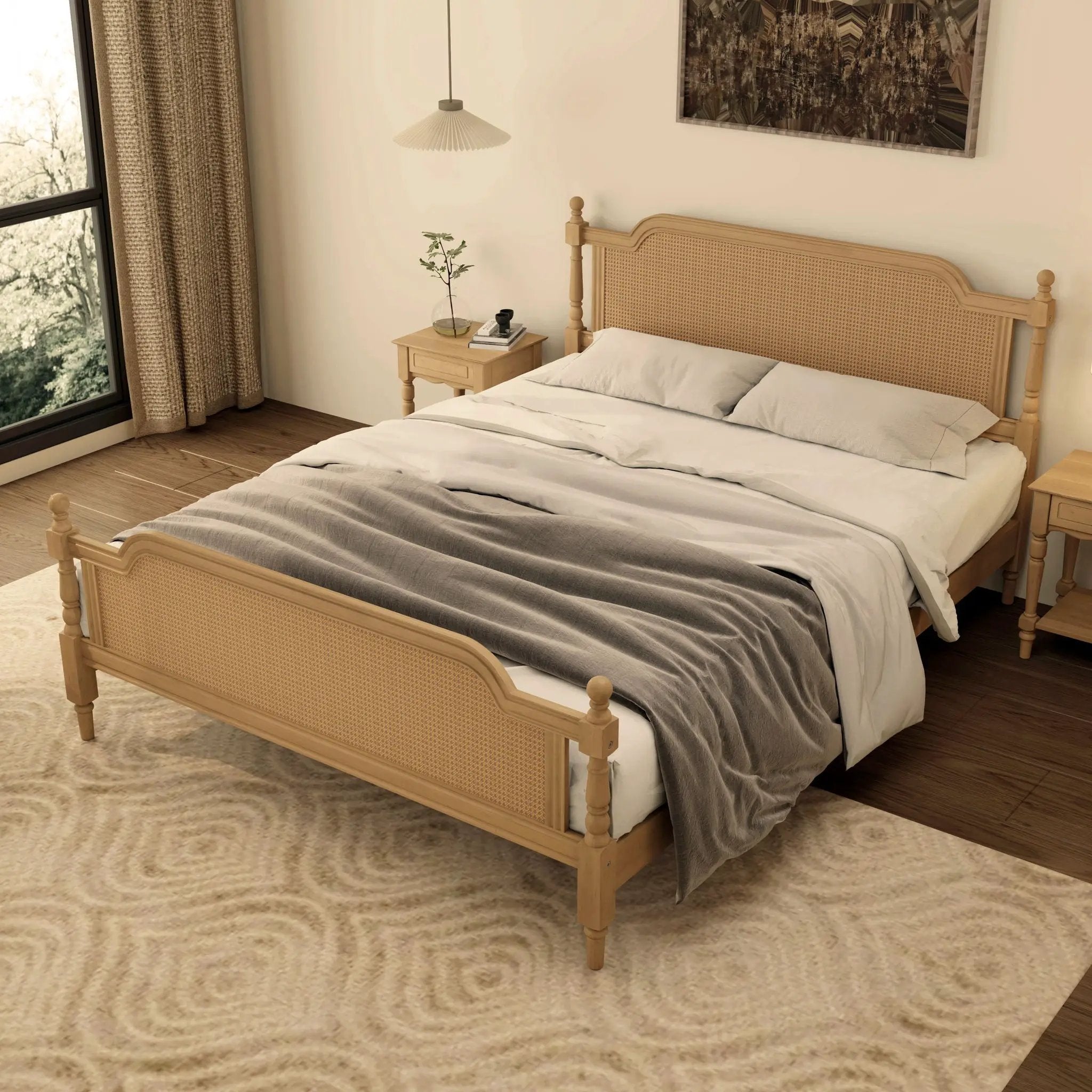 Traditional Style Rattan Bed Frame, No Box Spring Needed by Unique Piece Furniture