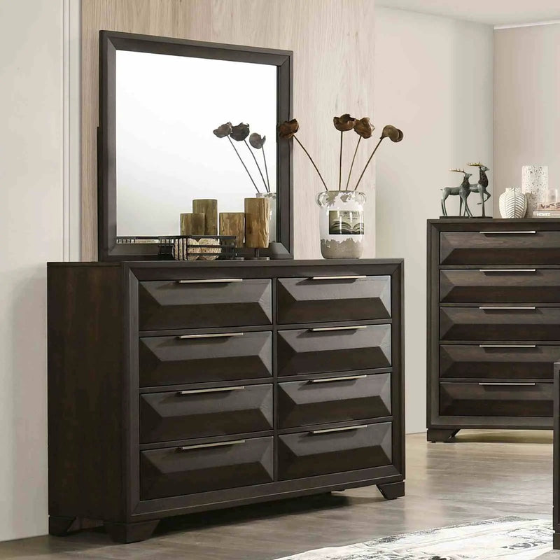 8 Drawer Dresser With Beveled Bracket - Espresso by HouseOfZazla
