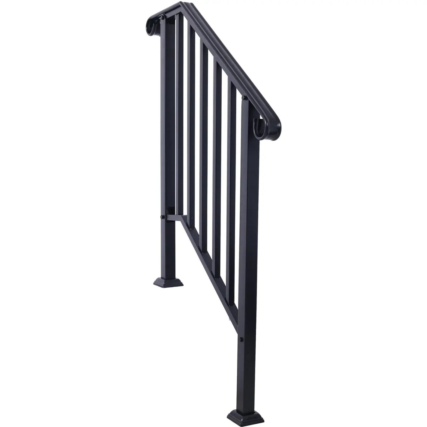 Handrails For Outdoor Steps, Fit 2 Or 3 Steps Outdoor Stair Railing, Wrought Iron Handrail, Flexible Porch Railing, Transitional Handrails For Concrete Steps Or Wooden Stairs by HouseOfZazla