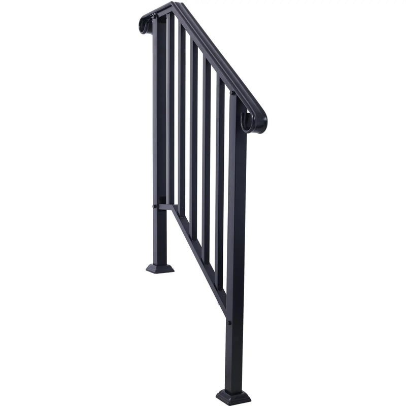 Handrails For Outdoor Steps, Fit 2 Or 3 Steps Outdoor Stair Railing, Wrought Iron Handrail, Flexible Porch Railing, Transitional Handrails For Concrete Steps Or Wooden Stairs by Unique Piece Furniture
