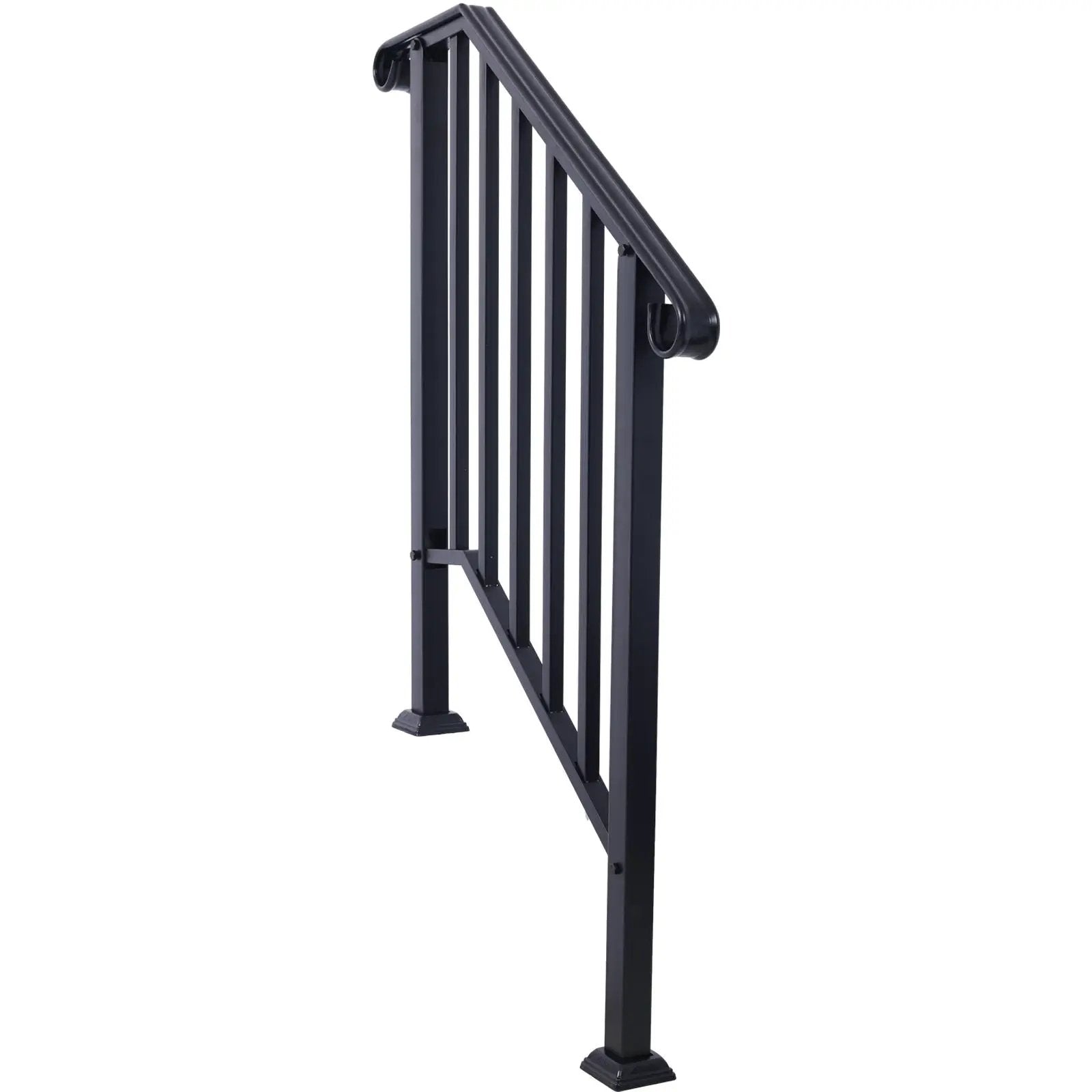 Handrails For Outdoor Steps, Fit 2 Or 3 Steps Outdoor Stair Railing, Wrought Iron Handrail, Flexible Porch Railing, Transitional Handrails For Concrete Steps Or Wooden Stairs by HouseOfZazla
