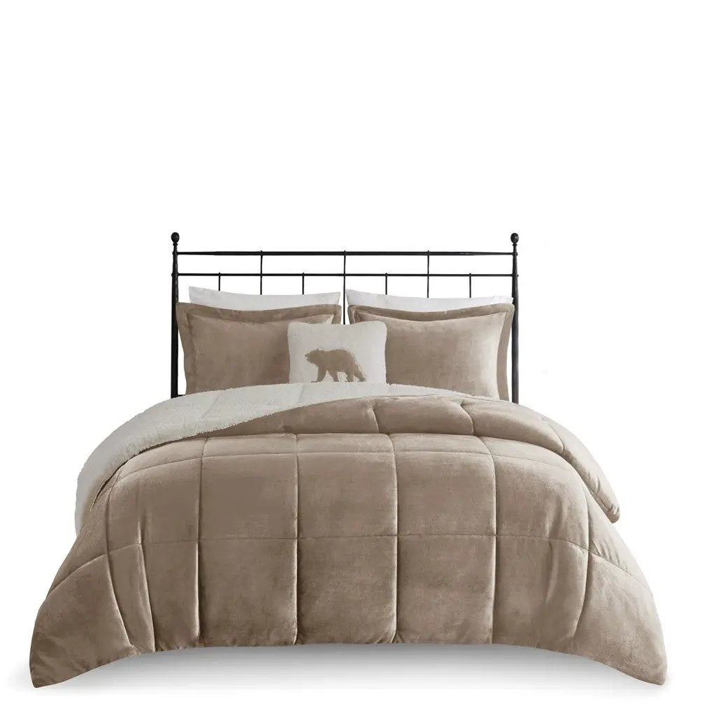 Full/Queen Plush to Sherpa Down Alternative Comforter Set by HouseOfZazla
