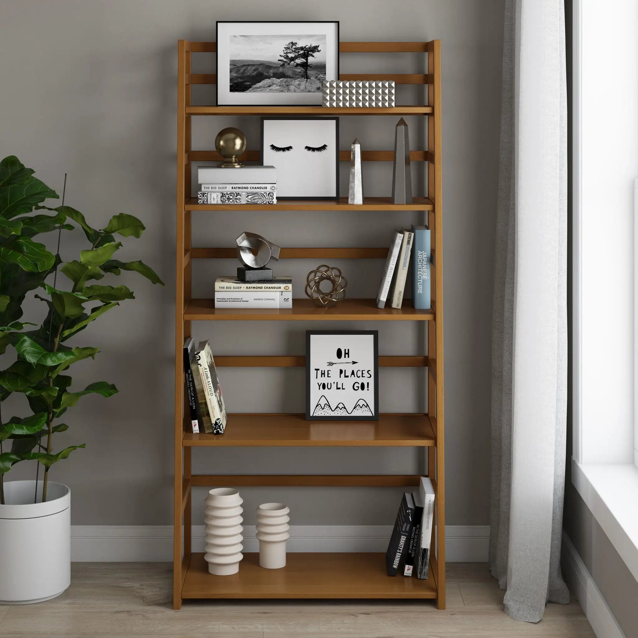 Acadian - Handcrafted Ladder Shelf Bookcase by Unique Piece Furniture