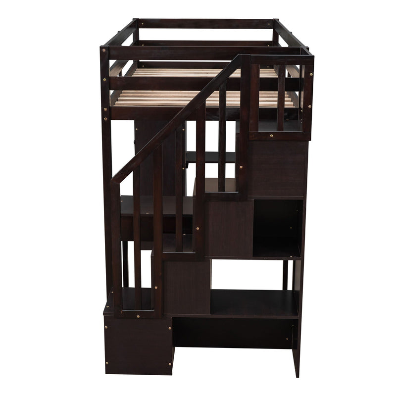 Loft Bed With Storage Drawers, Desk And Stairs With Shelves by HouseOfZazla