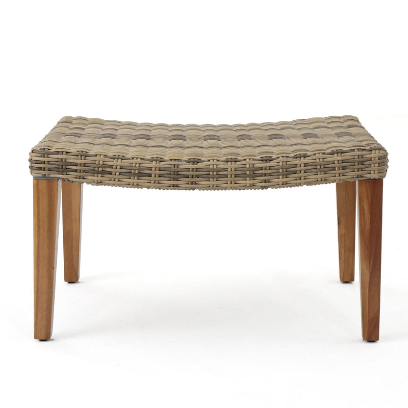 Outdoor Rattan Wicker Ottomans - Gray by HouseOfZazla