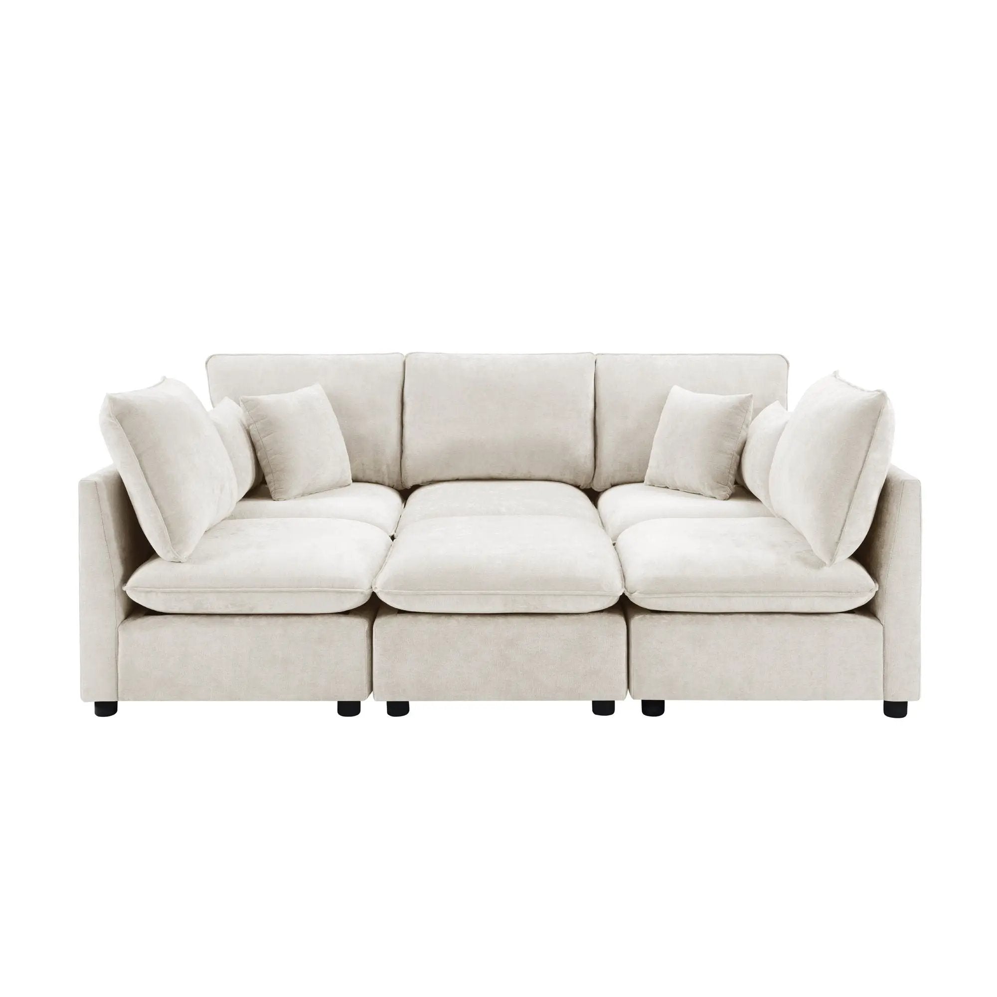 Modern Sectional Sofa U-Shaped With Movable Ottoman Storage Armrests And USB Ports by HouseOfZazla