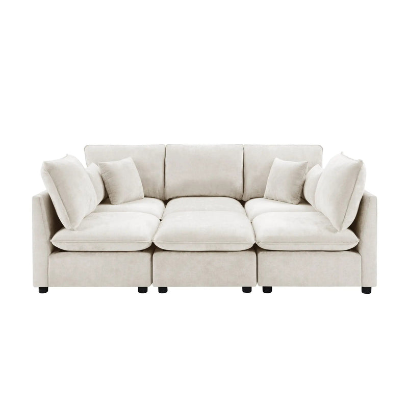 Modern Sectional Sofa U-Shaped With Movable Ottoman Storage Armrests And USB Ports by HouseOfZazla