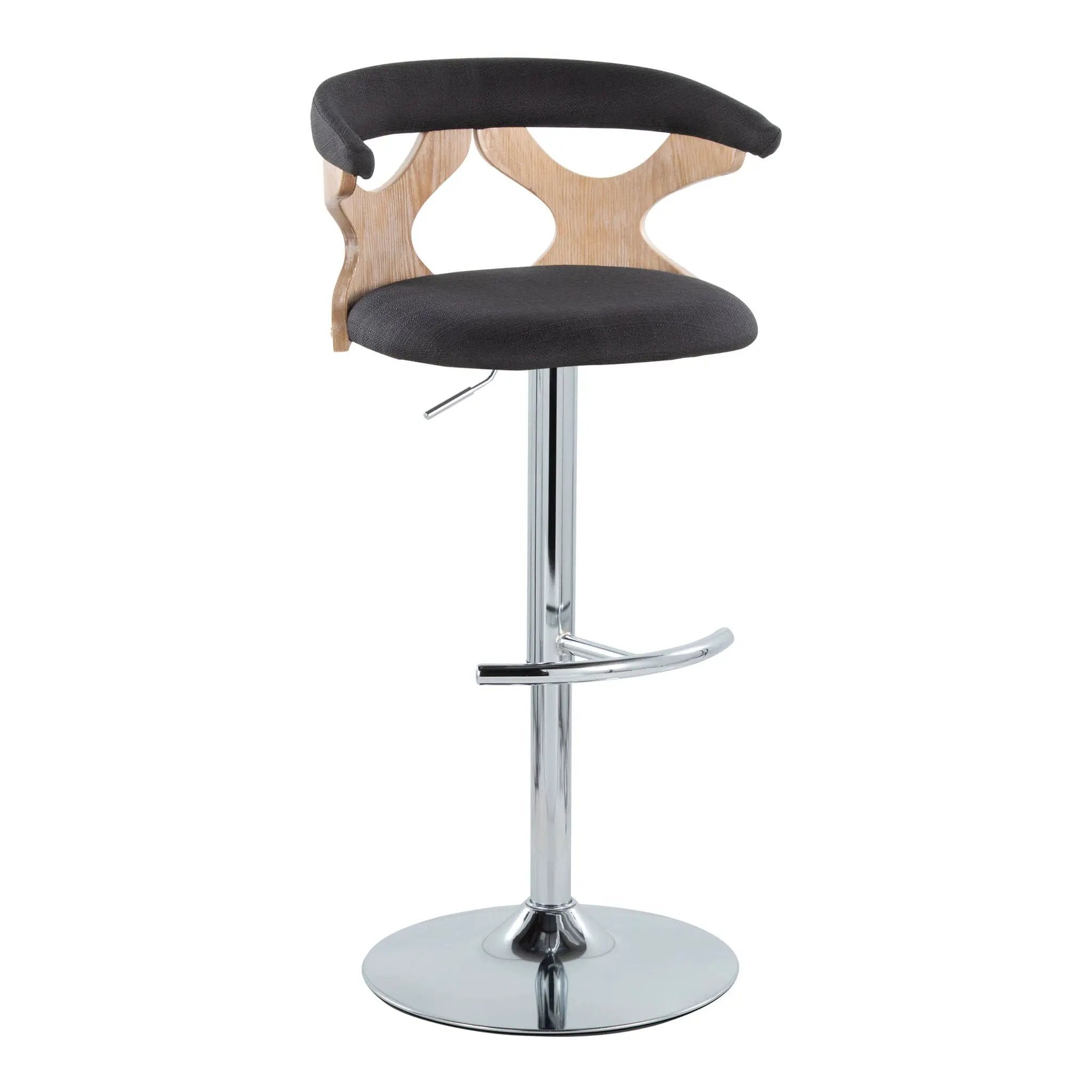 Gardenia - Contemporary Adjustable Barstool With Swivel / Rounded T Footrest (Set of 2) by HouseOfZazla