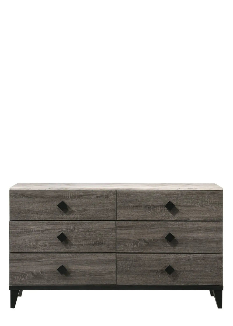 Avantika - Faux Marble Top Rustic Dresser - Gray / Marble / Oak by Unique Piece Furniture