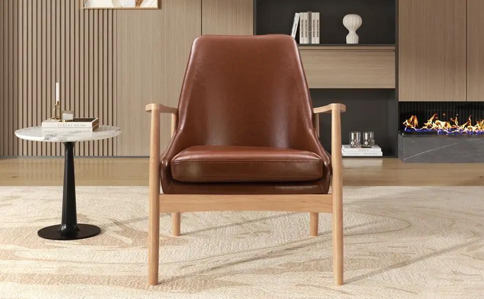 Mid-Century Modern Accent Armchair With High Back